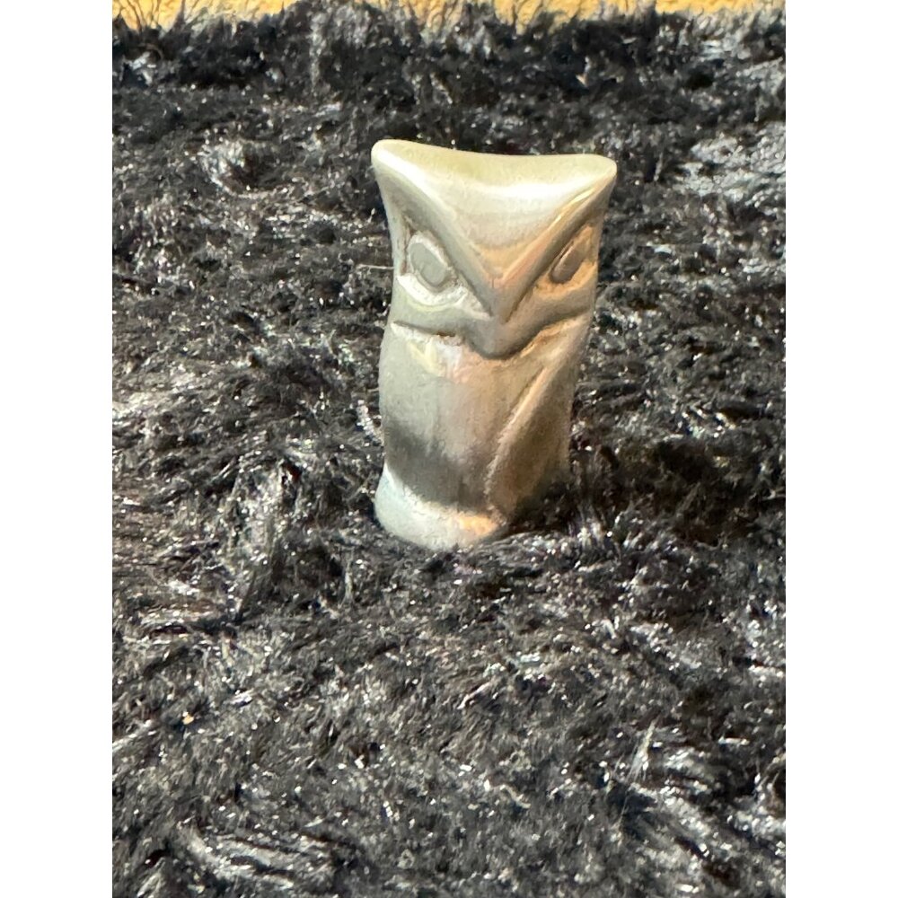 Handcrafted Pewter Owl Figurine Signed & Dated